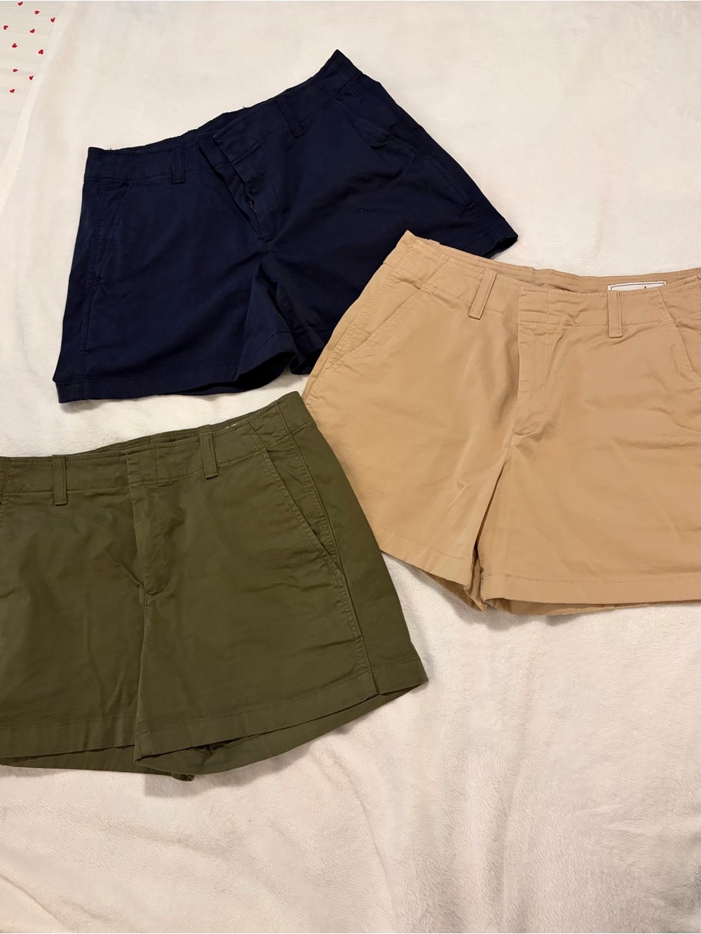 GAP Women's Shorts Trio - Navy, Khaki, Olive